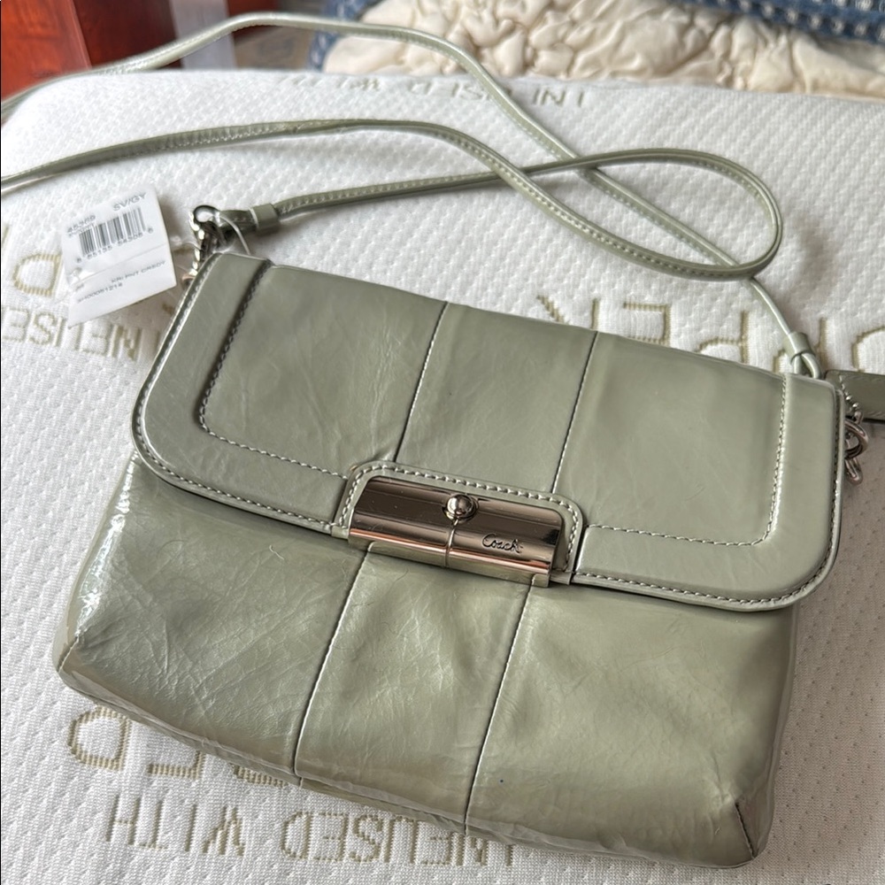 Coach Green Crossbody Bag with Silver Hardware
